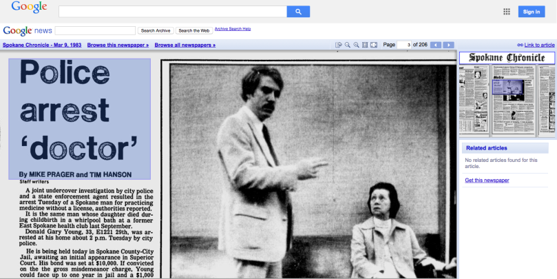 D Gary Young Arrested Practicing Medicine Without License Spokane Chronicle - Google News Archive Search